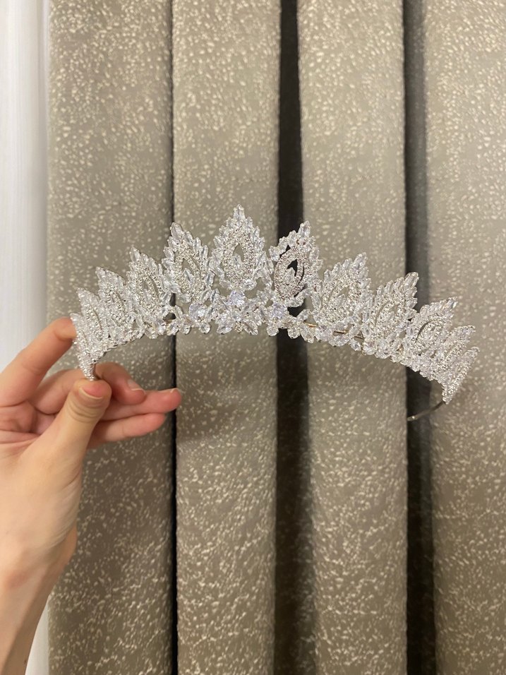 Payetli Beyaz Bohem Gelin Tacı - Görsel 2