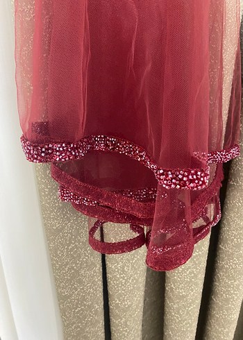 Bordo Payetli Örgü Taç - Görsel 4