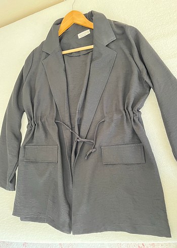 siyah Keten Kadın Blazer Ceket