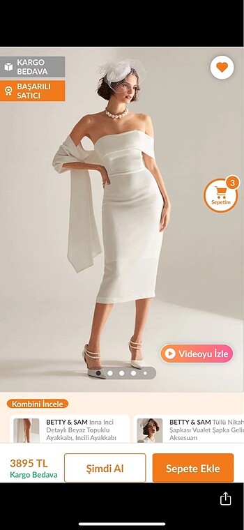 xs Beden Batty&sam nikah elbisesi