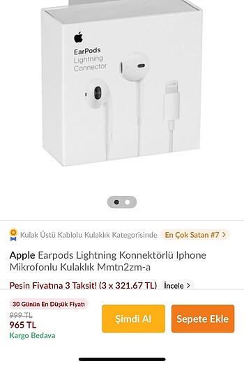 iphone uyumlu kablolu kulaklık apple