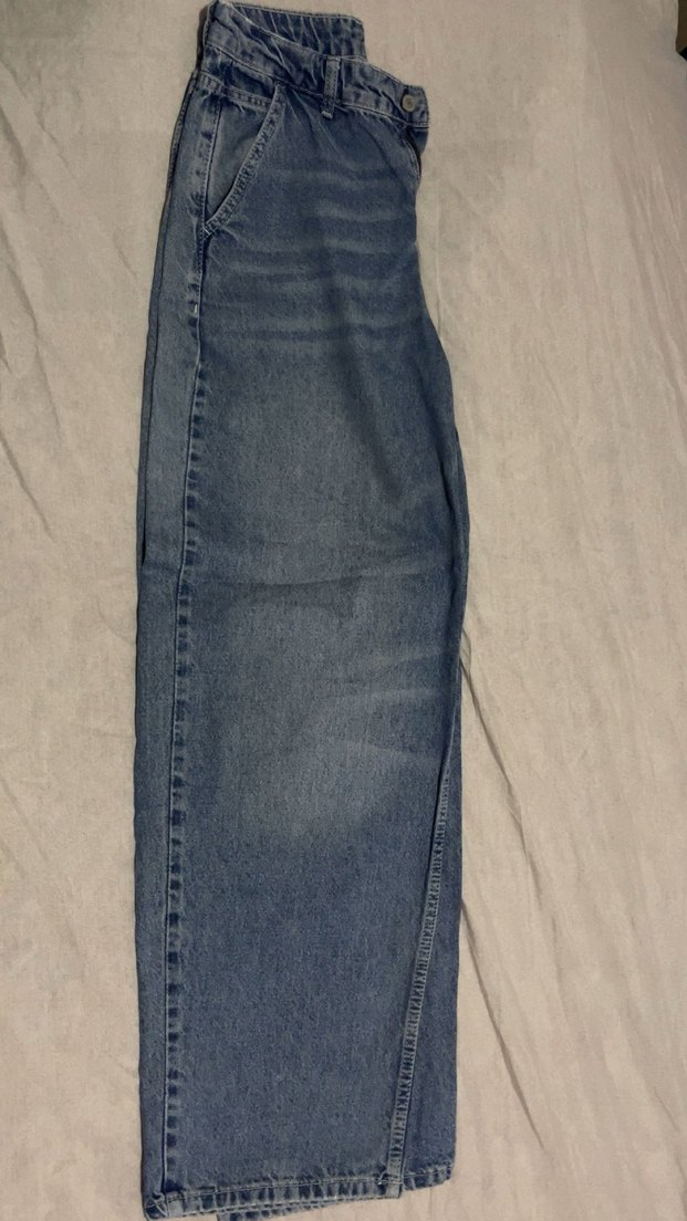 Gri Kadın Denim Geniş Kesim Midi Jean - Görsel 2