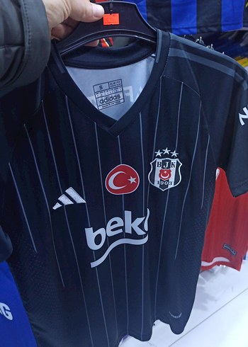 Siyah BJK Erkek Forma, Kısa Kollu, Dar Kesim - Görsel 2