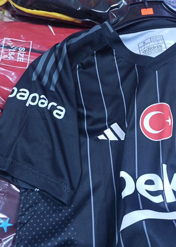 Siyah BJK Erkek Forma, Kısa Kollu, Dar Kesim - Görsel 8