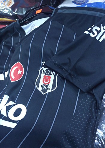 Siyah BJK Erkek Forma, Kısa Kollu, Dar Kesim - Görsel 9