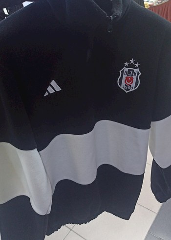 Beşiktaş Siyah Beyaz Fermuarlı Polar - Görsel 7