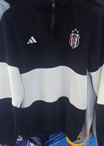 Beşiktaş Siyah Beyaz Fermuarlı Polar - Görsel 2