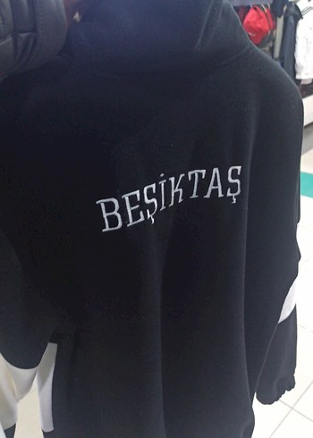 Beşiktaş Siyah Beyaz Fermuarlı Polar - Görsel 4