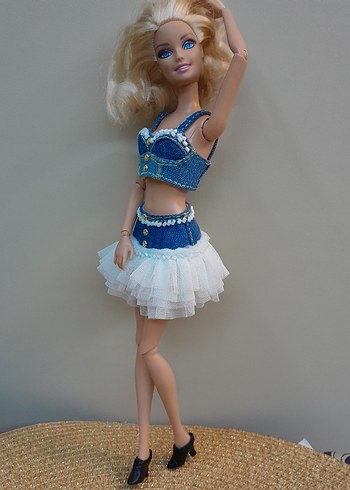 Barbie Mavi Kot Üst ve Tül Etek