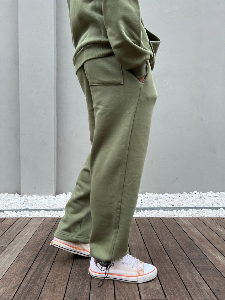 Haki Oversize Unisex Eşofman Altı - Görsel 3