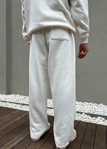 Beyaz Oversize Unisex Eşofman Altı - Görsel 5