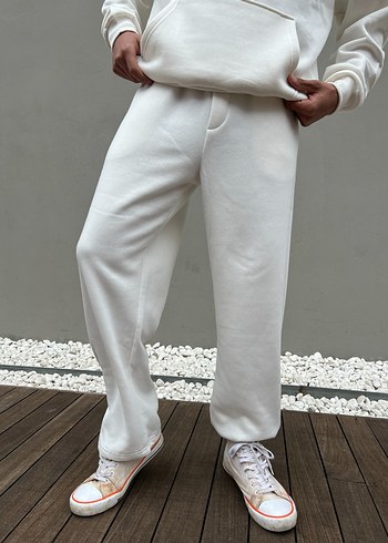 Beyaz Oversize Unisex Eşofman Altı - Görsel 4