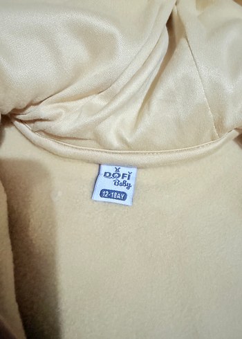1 Yaş Beden Bej Bebek Tulum, Peluş Detaylı Kapüşonlu