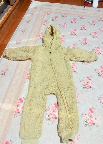 Bej Bebek Tulum, Peluş Detaylı Kapüşonlu