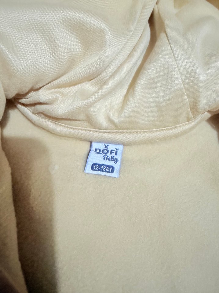 Bej Bebek Tulum, Peluş Detaylı Kapüşonlu - Görsel 2