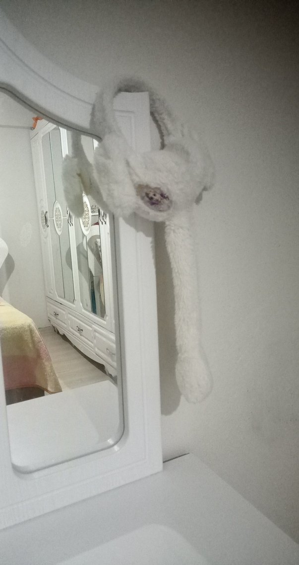 Beyaz Kürklü çocuk kulaklık - Görsel 2