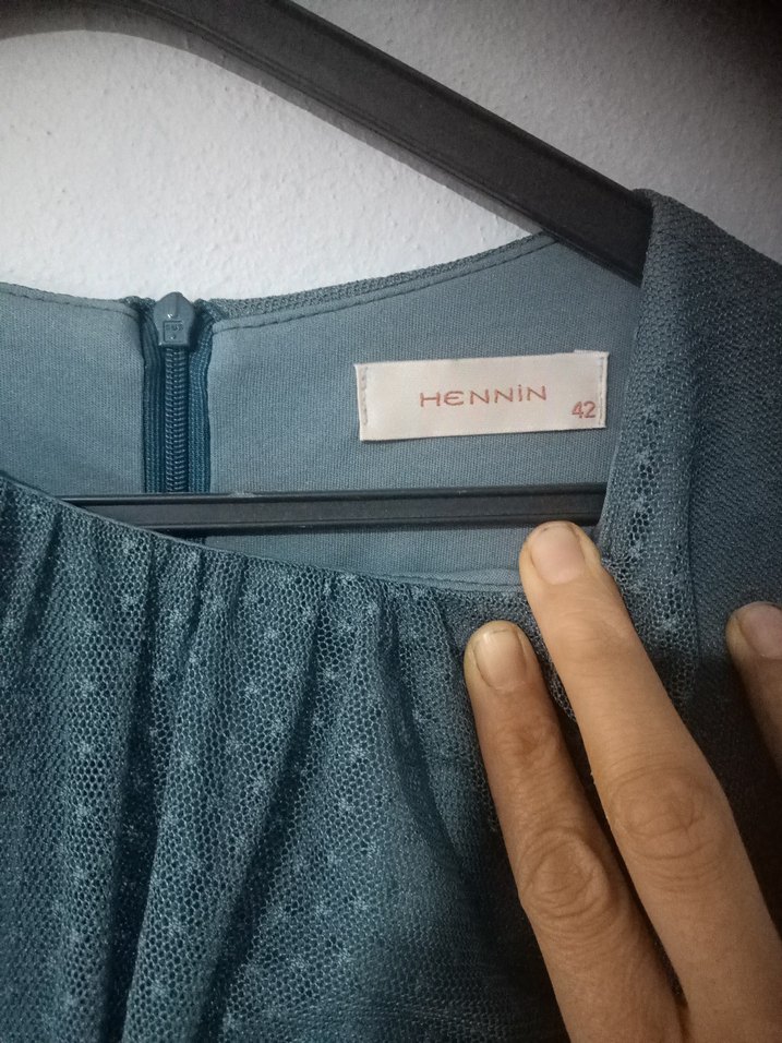 Gri Uzun Pilili tül Elbise - Görsel 4