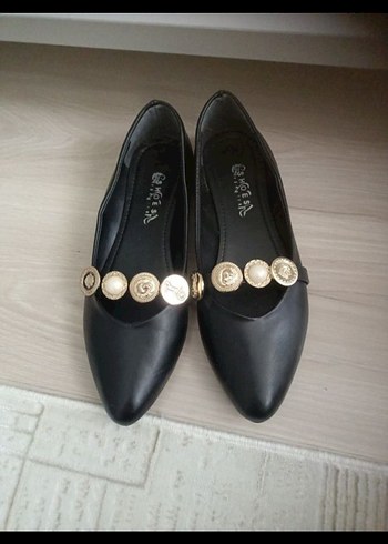 Düğmeli Siyah Kadın Topuklu Babet - Görsel 2