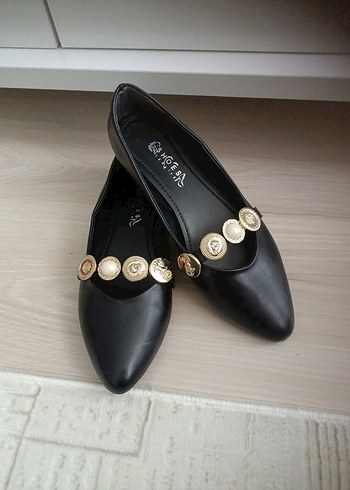 Düğmeli Siyah Kadın Topuklu Babet - Görsel 5