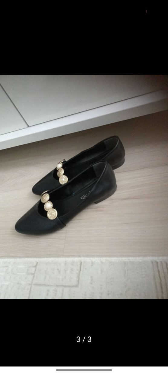 Düğmeli Siyah Kadın Topuklu Babet - Görsel 4