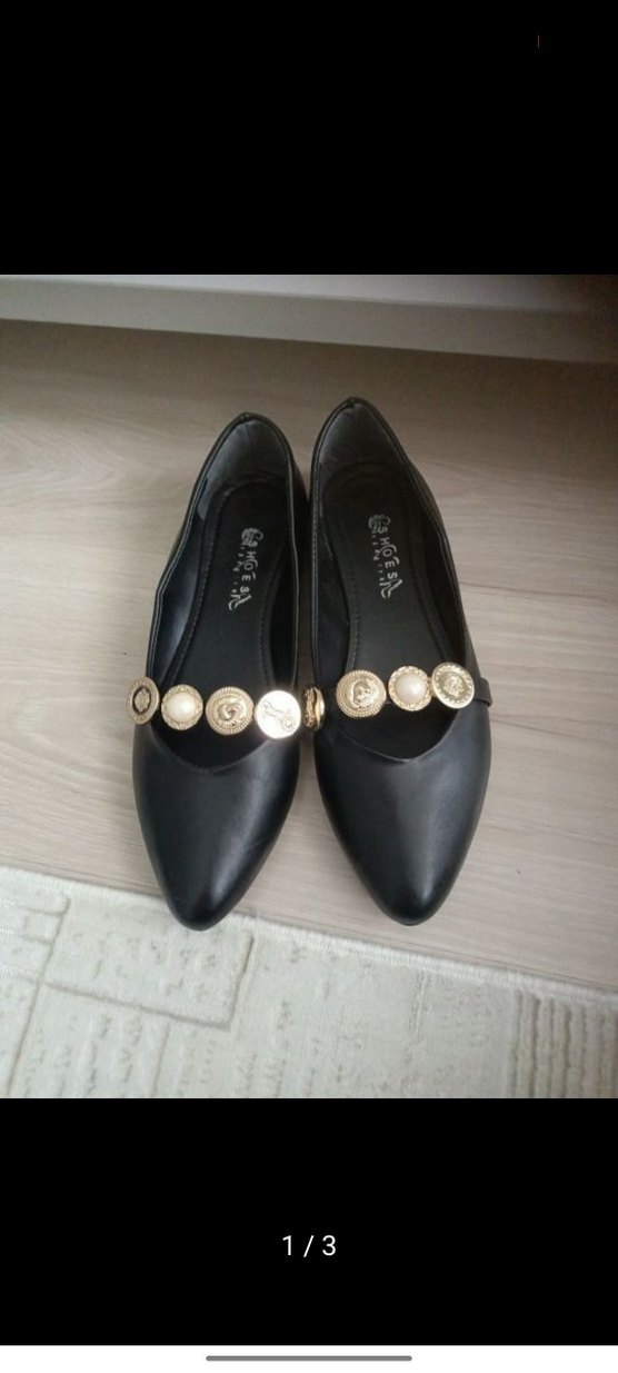 Düğmeli Siyah Kadın Topuklu Babet - Görsel 2