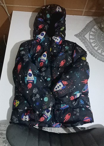 Çocuk Kapüşonlu Uzay Baskılı Mont - Görsel 2