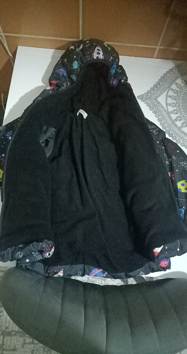 Çocuk Kapüşonlu Uzay Baskılı Mont - Görsel 3