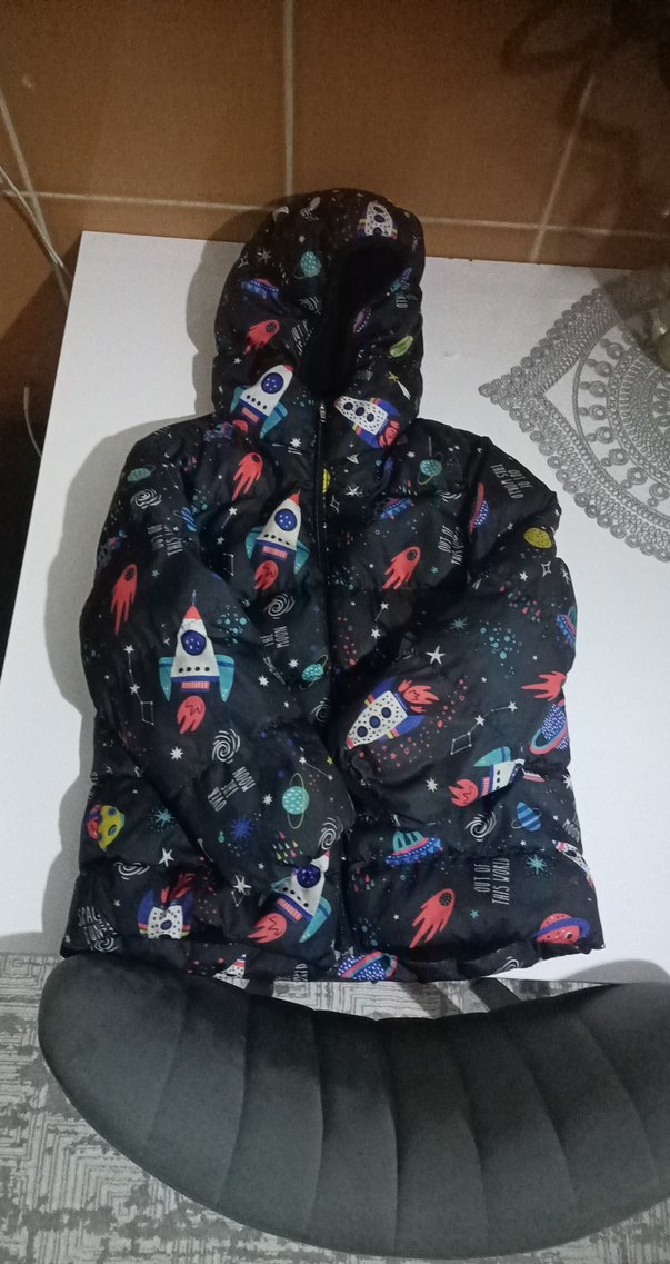 Çocuk Kapüşonlu Uzay Baskılı Mont - Görsel 2