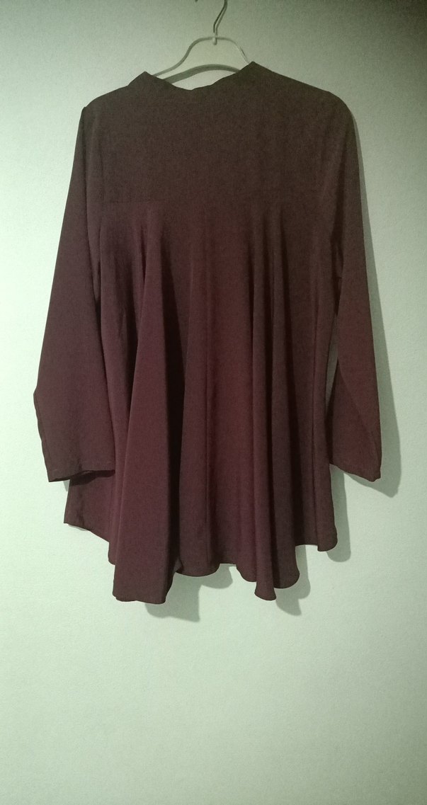 Bordo Midi Hamile Kabanı V Yakalı - Görsel 3