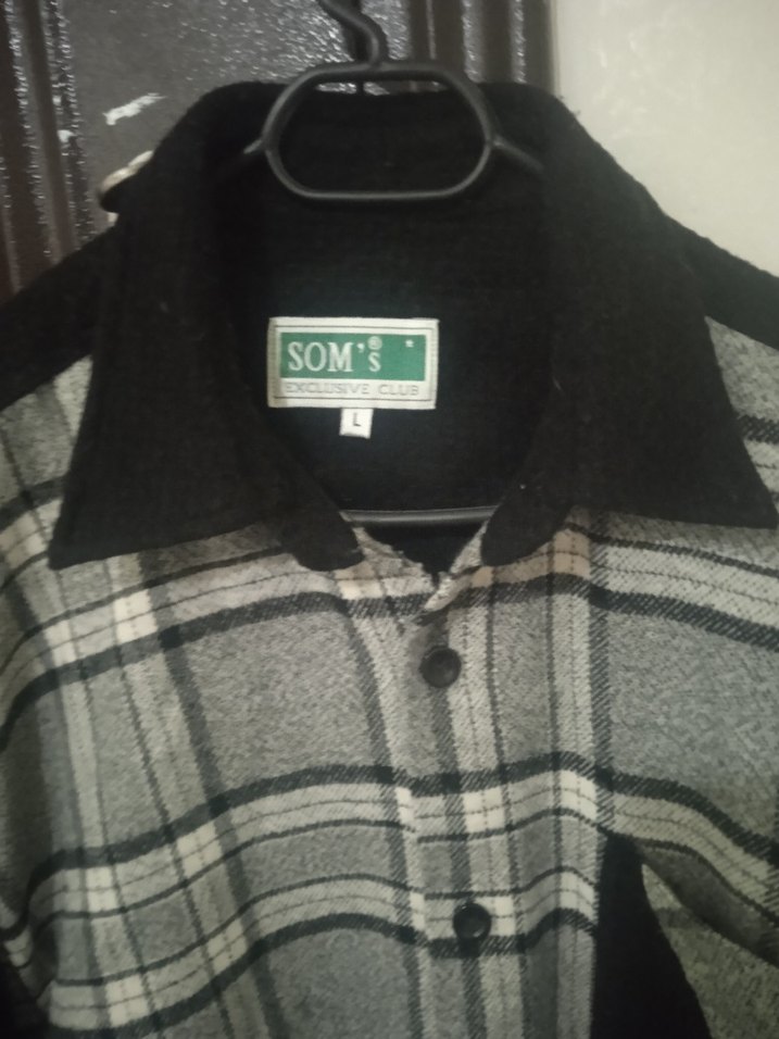 Gri Ekose Düğmeli Erkek Gömlek - Görsel 2