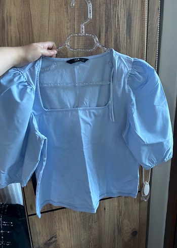 LC Waikiki Romantik Acik Mavi Balon Kollu Bluz