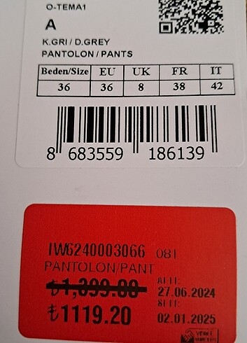 36 Beden İPEKYOL PANTOLON