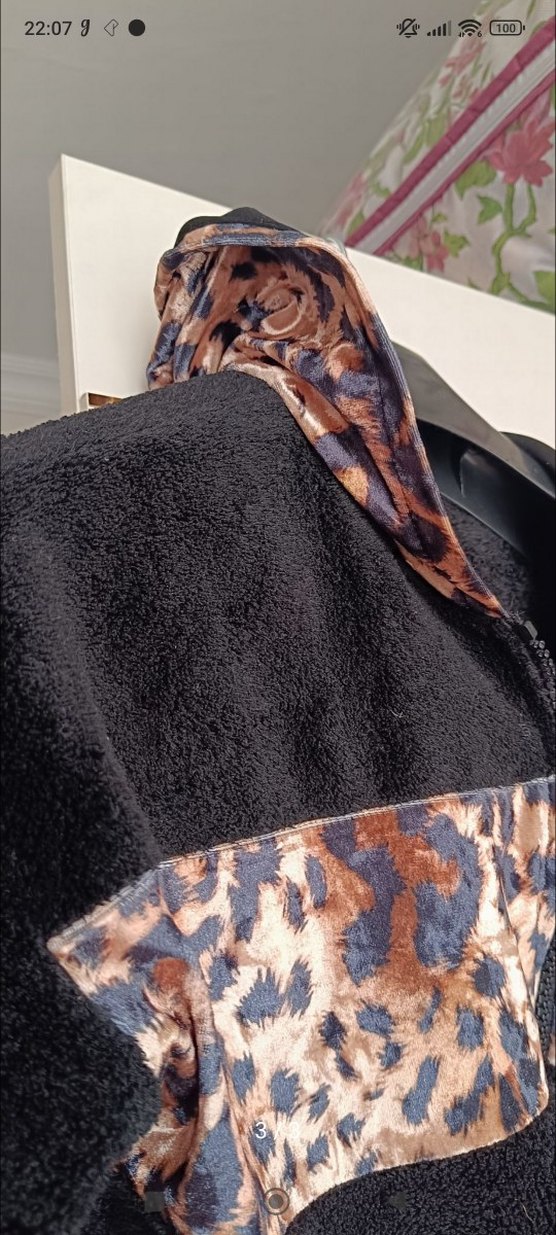 Kapüşonlu Leopar Detaylı Kahverengi Kadın Ceket - Görsel 2