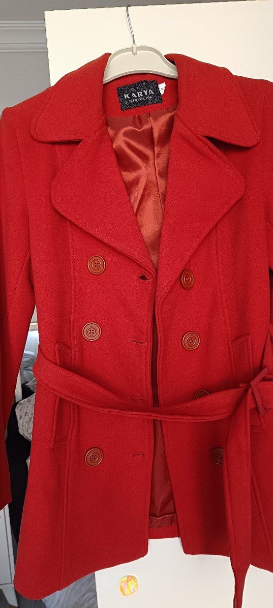 Karya kırmızı çift düğmeli kaban - Görsel 2