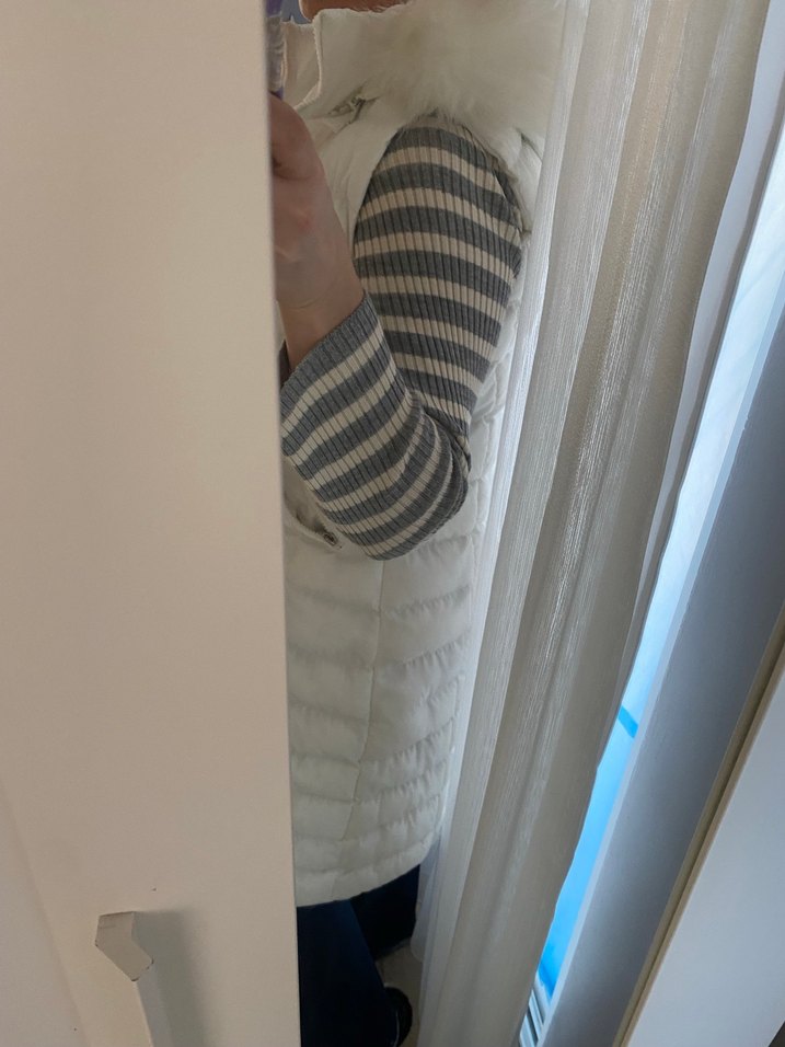 Beyaz Midi Uzunlukta Fermuarlı Kadın Yelek - Görsel 2