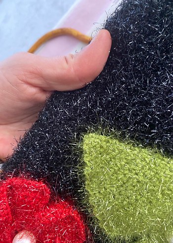 Çiçek Desenli Örgü Bohem Kadın Çantası - Görsel 4