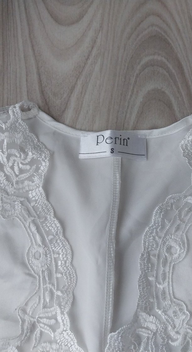 Nakışlı Beyaz Kadın Uzun Kollu Pijama ve Sabahlık Takım 3 Parça - Görsel 2