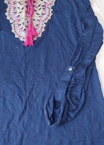 Nakışlı Lacivert Tunik - Görsel 2