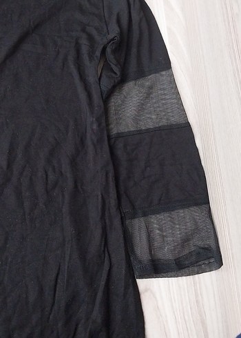 Siyah Rahat Penye Kumaş Uzun Kollu Tunik - Görsel 4