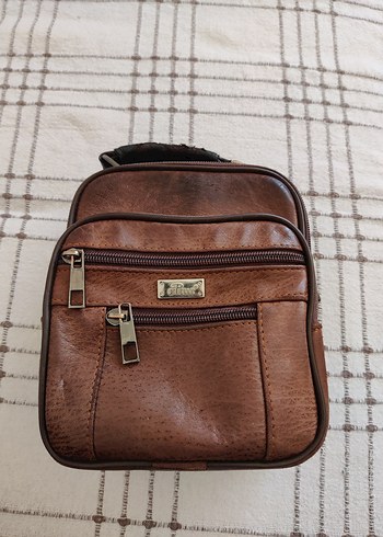 Erkek Vintage Hakiki Deri Kahverengi Omuz Çantası - Görsel 2