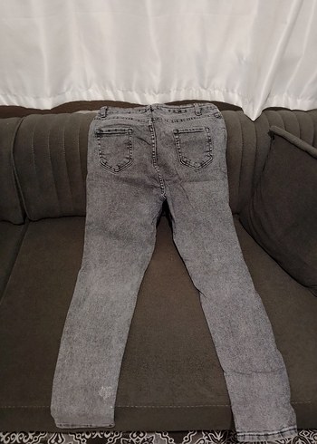 Diğer Gri Düğmeli Kadın Denim Pantolon