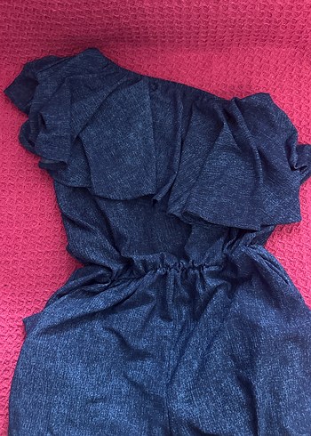 İndigo lastiklicepli tekomuz tulum - Görsel 2