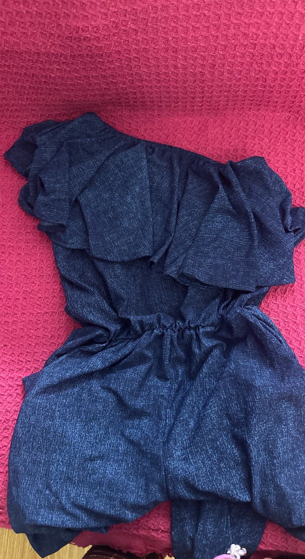 İndigo lastiklicepli tekomuz tulum - Görsel 2