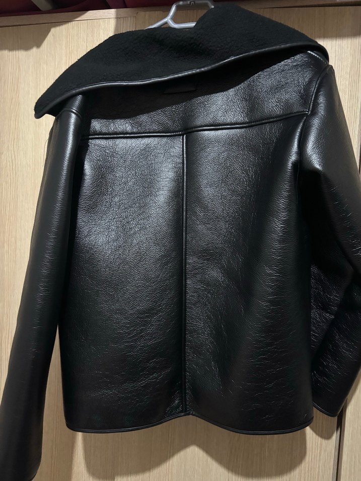 Kadın Siyah Deri Midi Ceket - Görsel 2