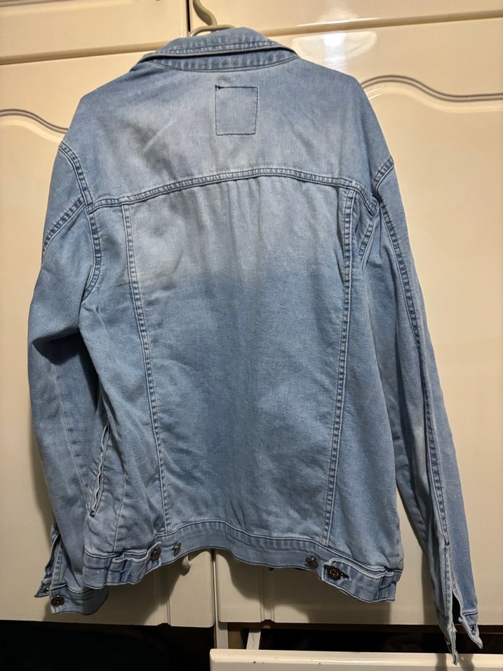 Erkek  Mavi Denim Ceket, Düğmeli, Salaş Kesim - Görsel 3