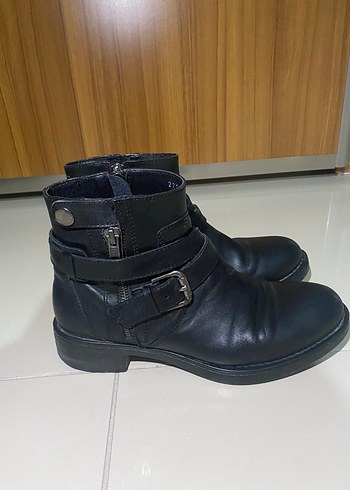 Greyder Siyah Deri Tokalı Biker Bot