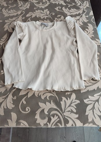 Kız Çocuk Beyaz Uzun Kollu Keten Bluz - Görsel 2