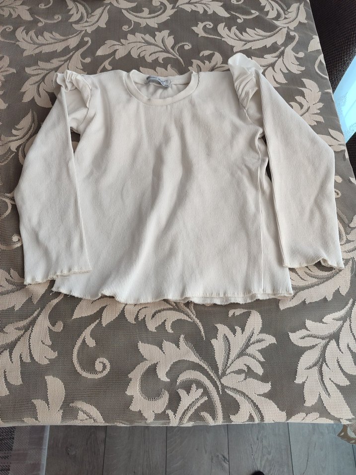 Kız Çocuk Beyaz Uzun Kollu Keten Bluz - Görsel 2