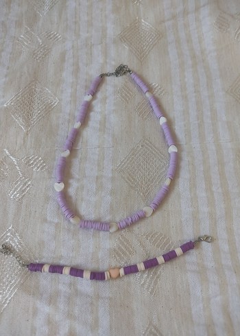 Lila-Mor Kolye ve Bilezik el yapımı - Görsel 3