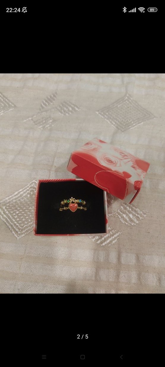 Pinterest tarzı gold kalpli ayarlanabilir yüzük - Görsel 2